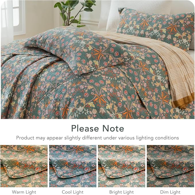 Lady Ann Oversized King Quilt Set, Vibrant Paisley Flowers Pattern Plant - Image 5