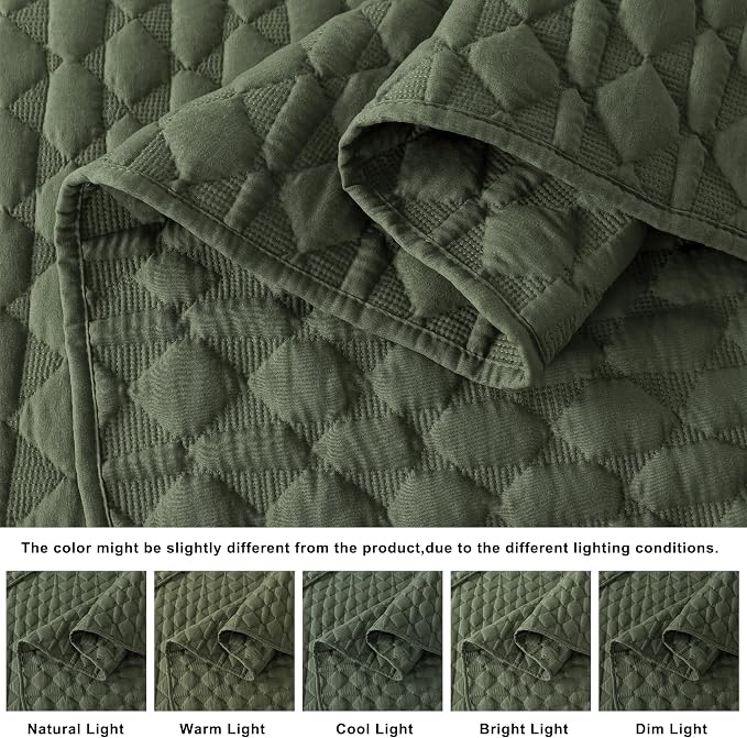 WDCOZY Olive Green Twin Size Quilt Bedding Set - Image 3