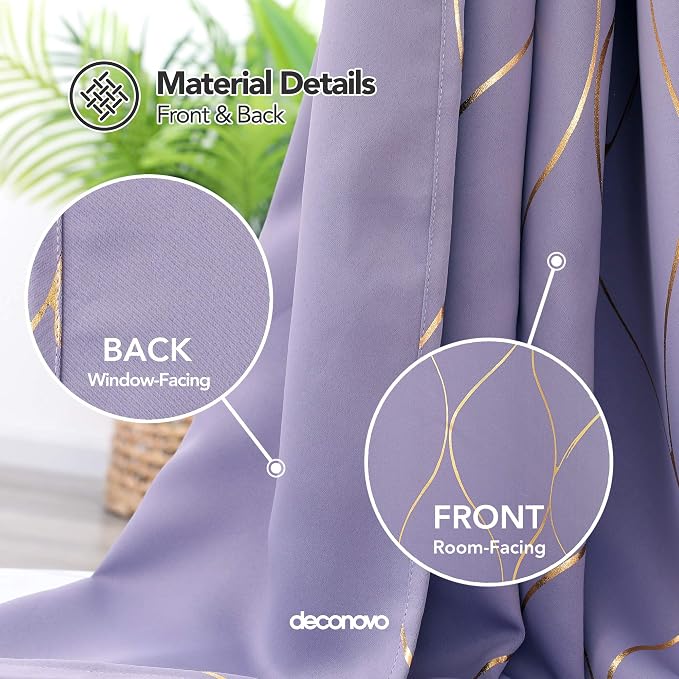 Deconovo Curtains for Living Room, Pattern Blackout Curtains 108 Inch Long | - Image 4