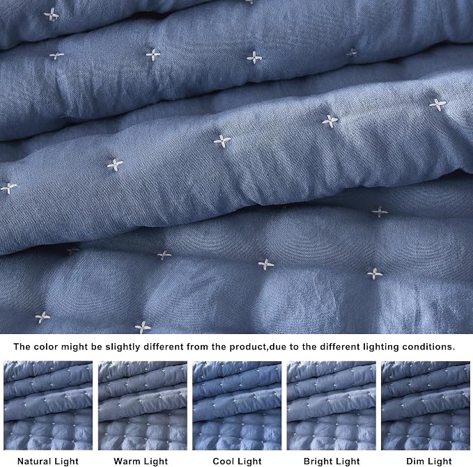 WDCOZY Blue California Cal King Size Quilt Bedding Sets - Image 2