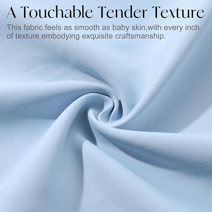 Etherealveil Light Blue Pinch Pleated Blackout Curtains 2 Panels 52"x84" | Back - Image 8