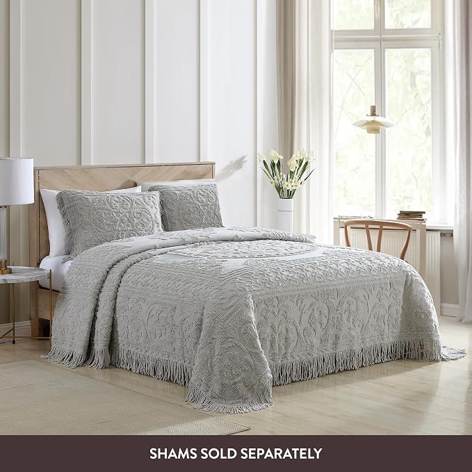 Beatrice Home Fashions Medallion Twin Cotton Chenille Bedspread, cozy plush - Image 3