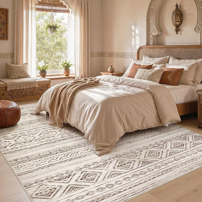 cotiled Boho 8x10 Area Rugs for Living Room: Large Moroccan Washable Rug | - Image 6