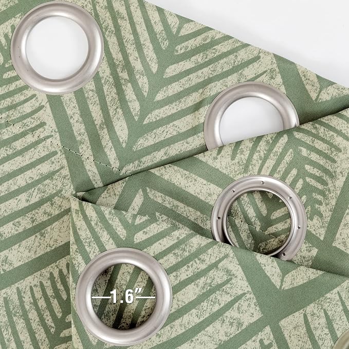 jinchan Sage Green Blackout Curtains Geometric Grommet 72 inch 2 Panels | Room - Image 5