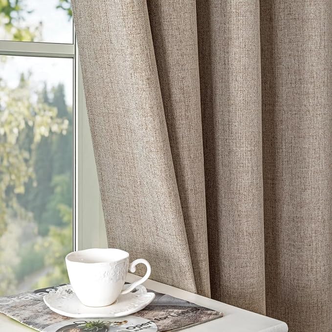 100% Blackout Curtains 96 inch Length1 Panel Faux Linen Long Drapes - Image 5