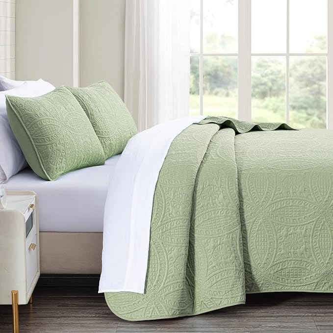 Chezmoi Collection Austin 3-piece Oversized Bedspread Coverlet Set - Image 3