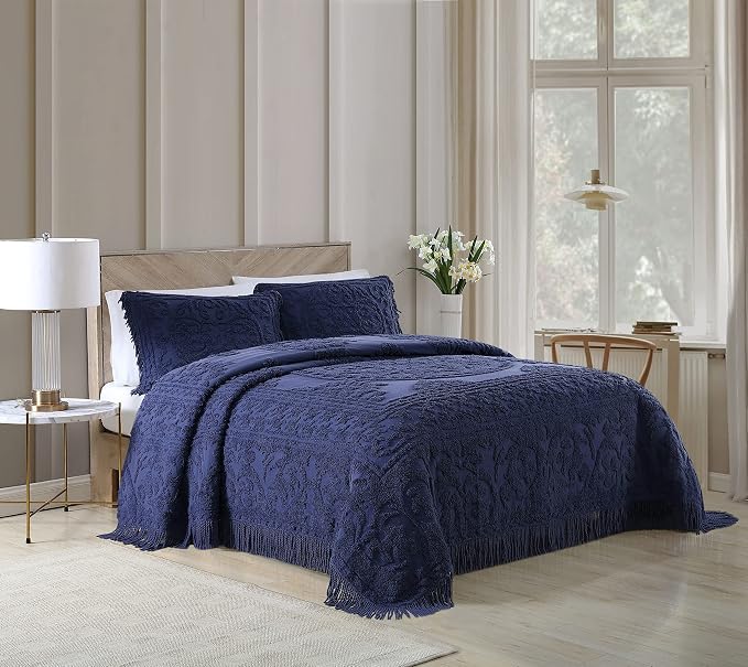 Beatrice Home Fashions Medallion King Cotton Chenille Sham, cozy plush 100% - Image 2