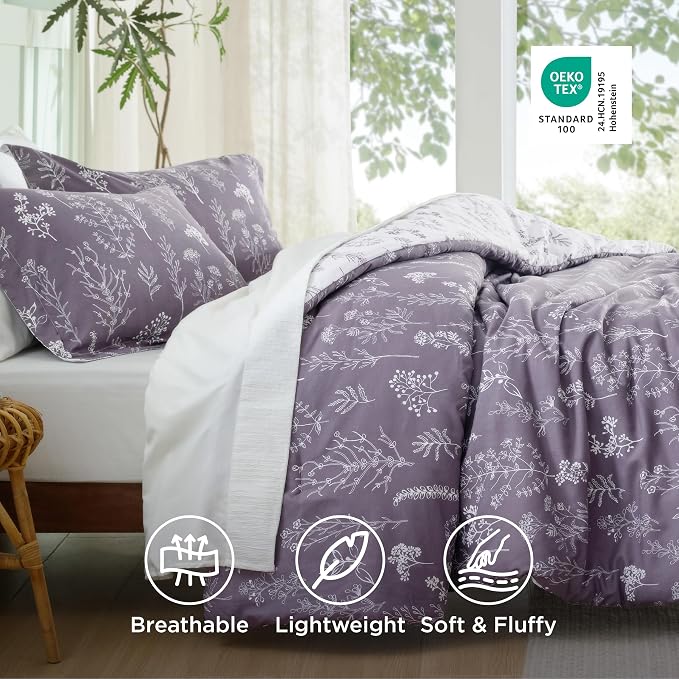 Bedsure Grayish Purple King Comforter Set - Image 4