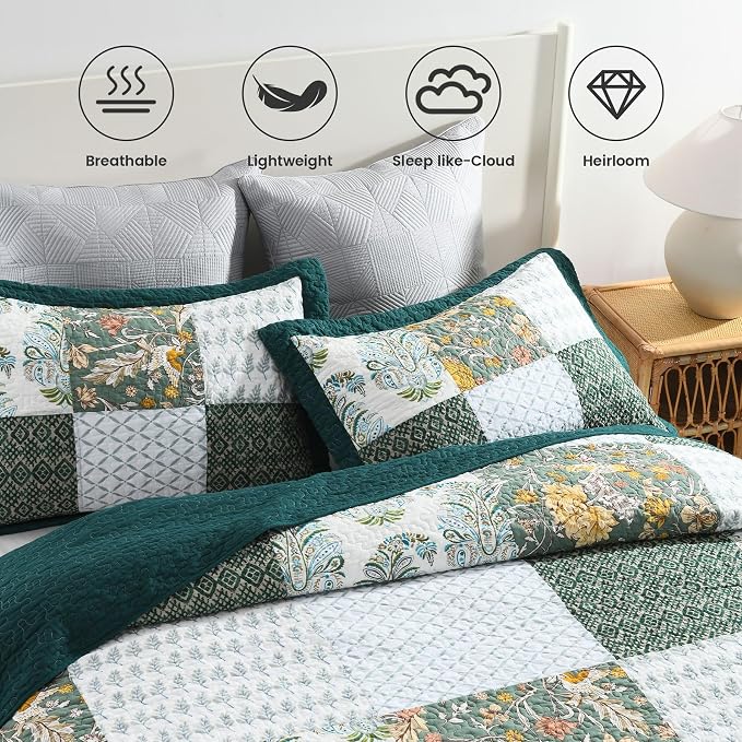 Secgo King Size Comforter Set- 100% Cotton Quilt King Size Set, bedspreads - Image 3