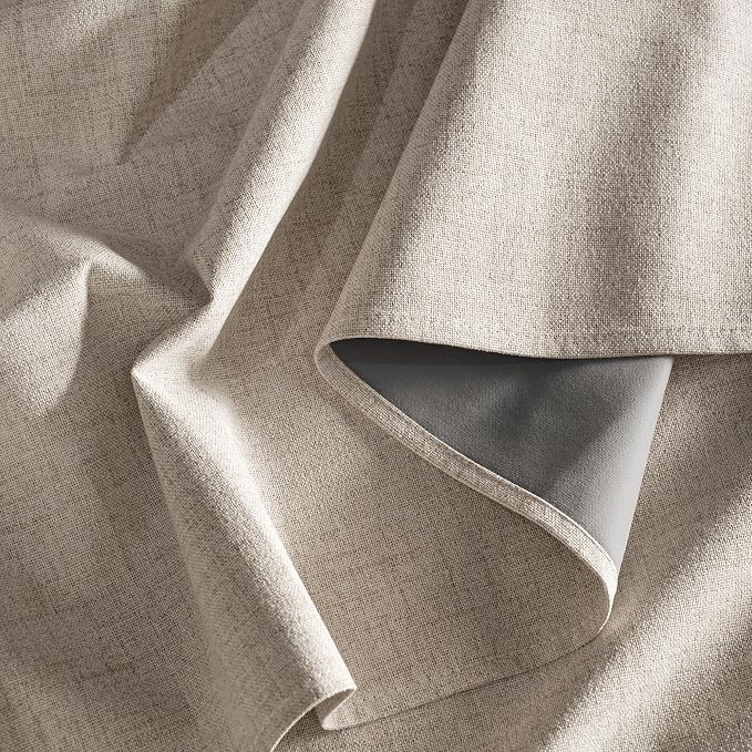 RYB HOME Natural Beige 100% Blackout Linen Curtains 72 Inches - Image 7