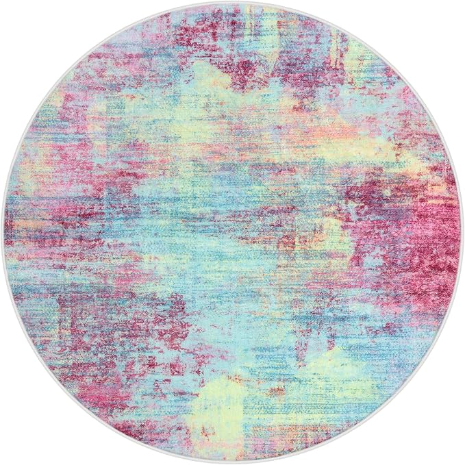 Abstract Round Area Rug 8 Ft Washable Circle Rugs Large Round Rug Non Slip Thin - Image 10