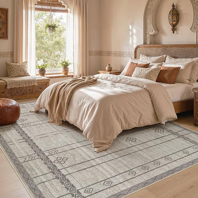 cotiled Boho 5x7 Area Rugs for Living Room: Soft Moroccan Washable Rug | Solve - Image 6