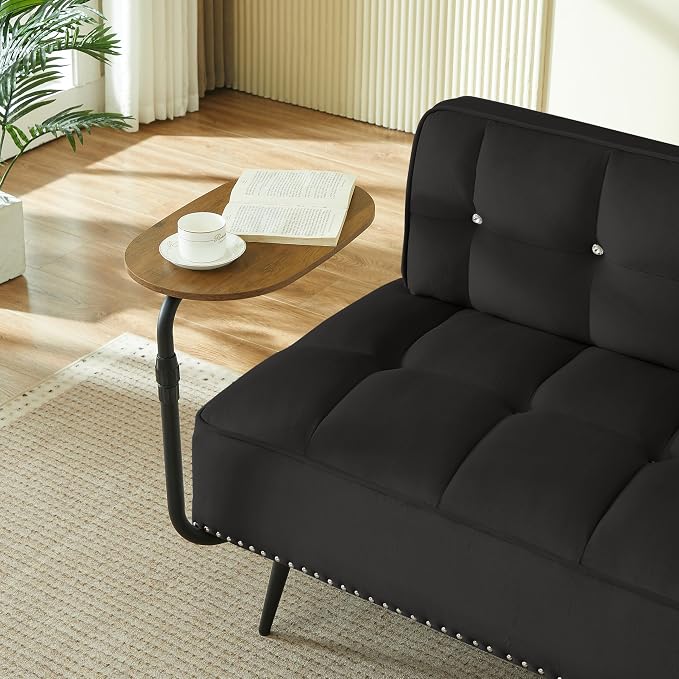 anwickjeff 55" Inch Width Modern End of Bed Bench, Leather Upholstered Futon - Image 6