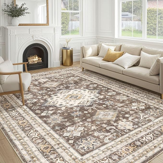 cotiled 12x15 Area Rug for Living Room, Traditional, Dark Brown | Soft by COTILED