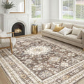 cotiled 7x10 Area Rug for Living Room, Traditional, Dark Brown | Soft by COTILED