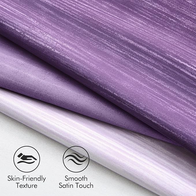 MIULEE Purple and Greyish White Ombre Blackout Curtains 52Wx54L Set of 2 | Full - Image 4