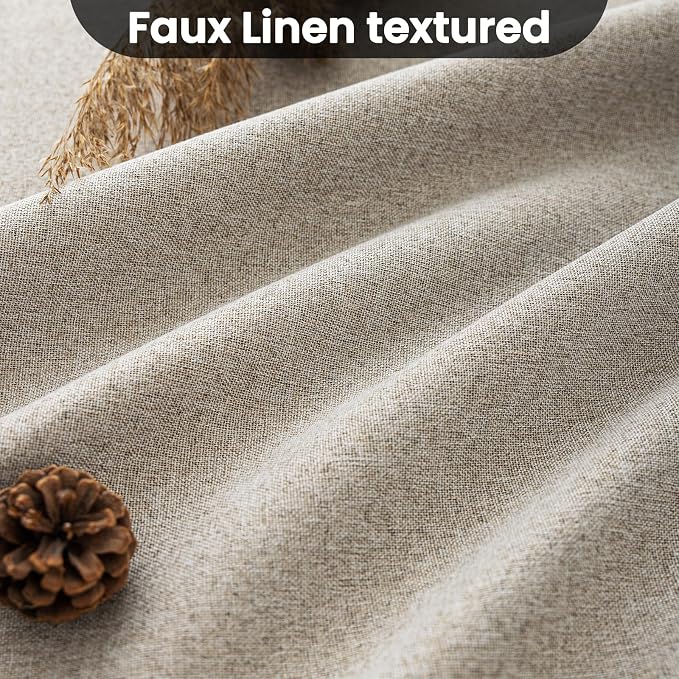 COSVIYA 100% Blackout Natural Linen Curtains & Drapes 63 Inch Length | Light - Image 6