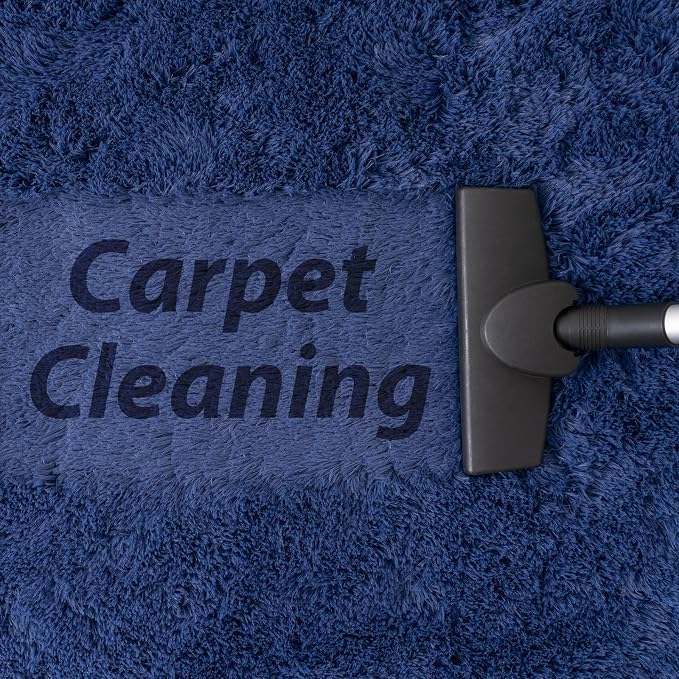 Goideal Fluffy Bedroom Rug, Small Oval Area Rugs, Light Navy Shag Bedside Carpet - Image 7