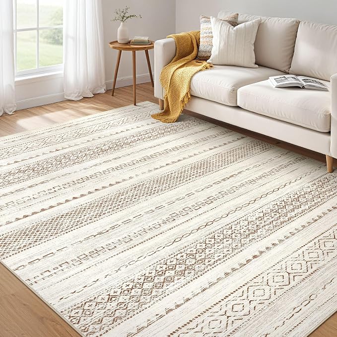Nakagishi Boho 5x7 Area Rug Living Room Rugs Machine Washable Brown | Soft by NakagishiAreaRug