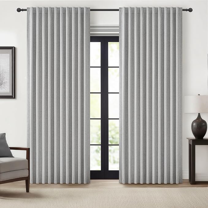 Blackout Curtains 60 Inches Extra Wide Linen Curtains 84 Inch Length by QJMYDECO