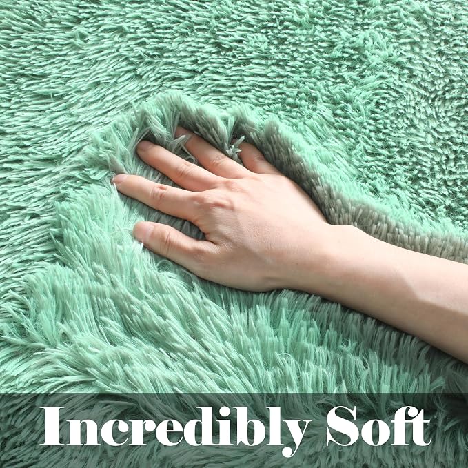 Sage Green Runner Rugs for Bedroom Living Room, Fluffy 2x6 Bedside Hallway Area - Image 2