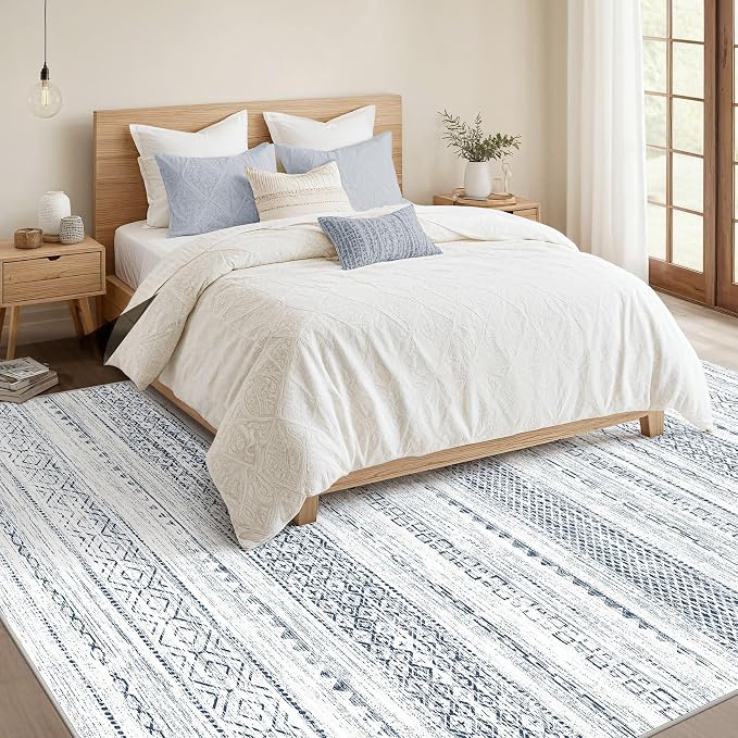 Nakagishi 8x10 Area Rugs Living Room: Washable Boho Large Neutral Soft - Image 4