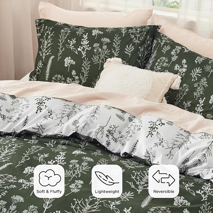 Bedsure Dark Olive Queen Comforter Set - Image 3
