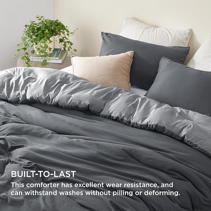 Bedsure Queen Comforter Set, Dark Gray Soft Prewashed Bedding - Image 3