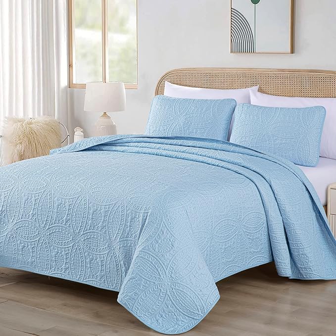 Chezmoi Collection Austin 3-Piece Oversized Bedspread Coverlet Set - Image 2