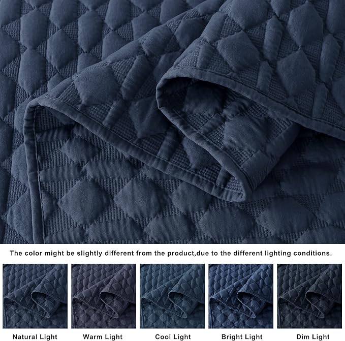 WDCOZY Navy Blue Quilt Twin Size Bedding Sets - Image 3