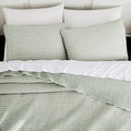 WDCOZY Sage Green Pick Stitch Queen Size Quilt Set, Striped Lightweight Soft by WDCOZY