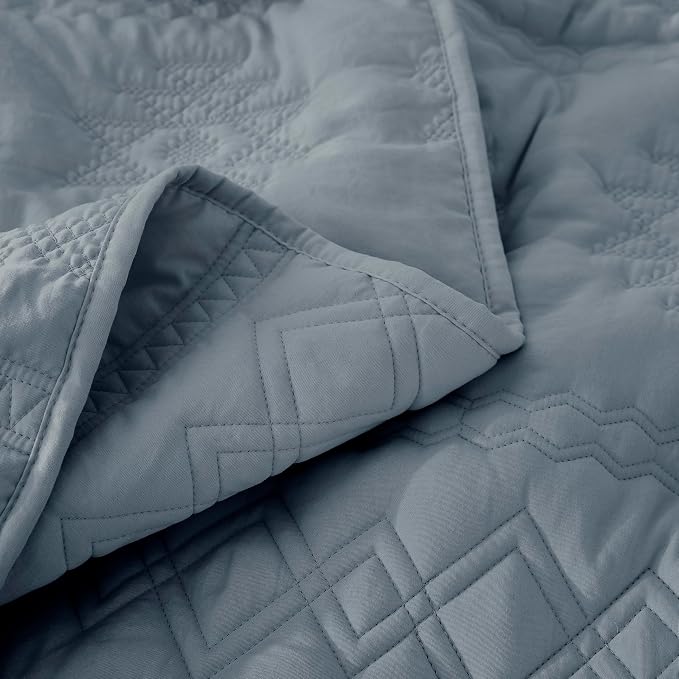 WDCOZY Boho Blue Grey Quilt King Size Bedding Sets - Image 8