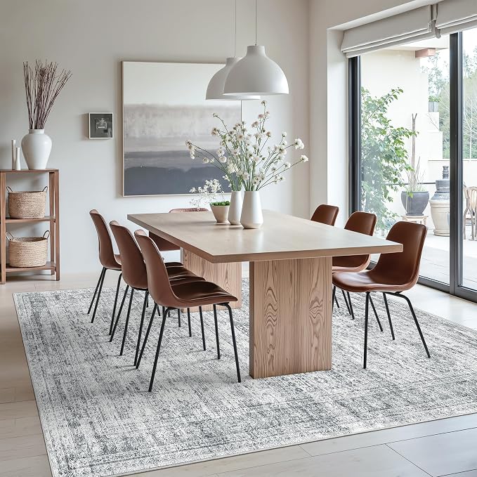 Soalmost 10x12 Area Rugs for Living Room Washable Rug Non-Slip Grey | Large - Image 4