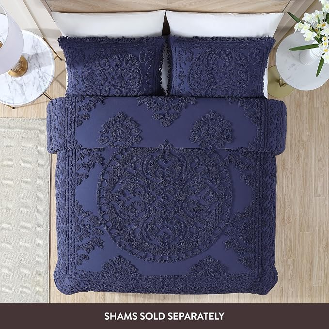 Beatrice Home Fashions Medallion Full Cotton Chenille Bedspread, cozy plush - Image 2