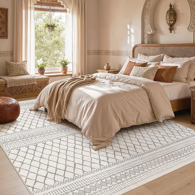 cotiled Boho 5x7 Area Rugs for Living Room: Soft Moroccan Washable Rug | Solve - Image 6