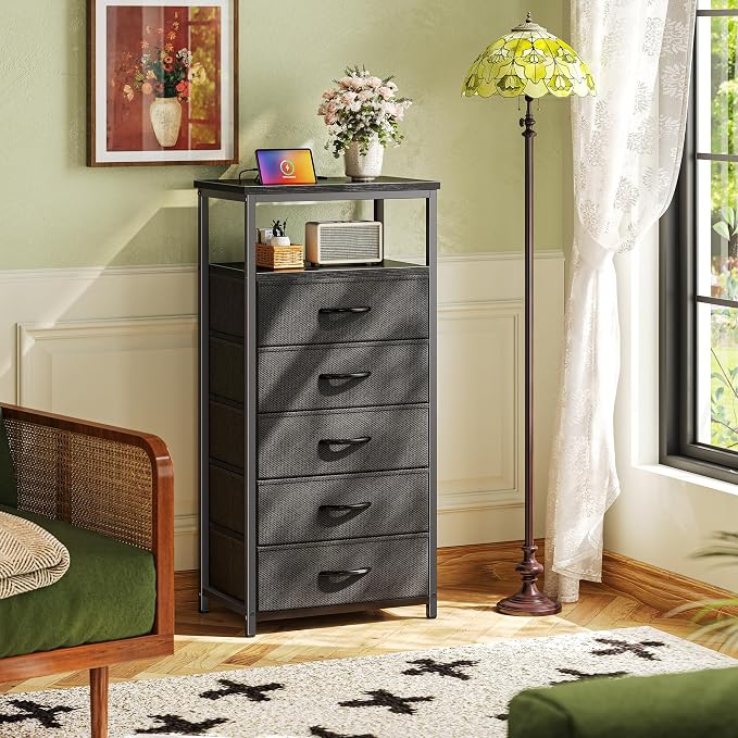 Huuger 5 Drawers Dresser with Charging Station, Dresser - Image 2