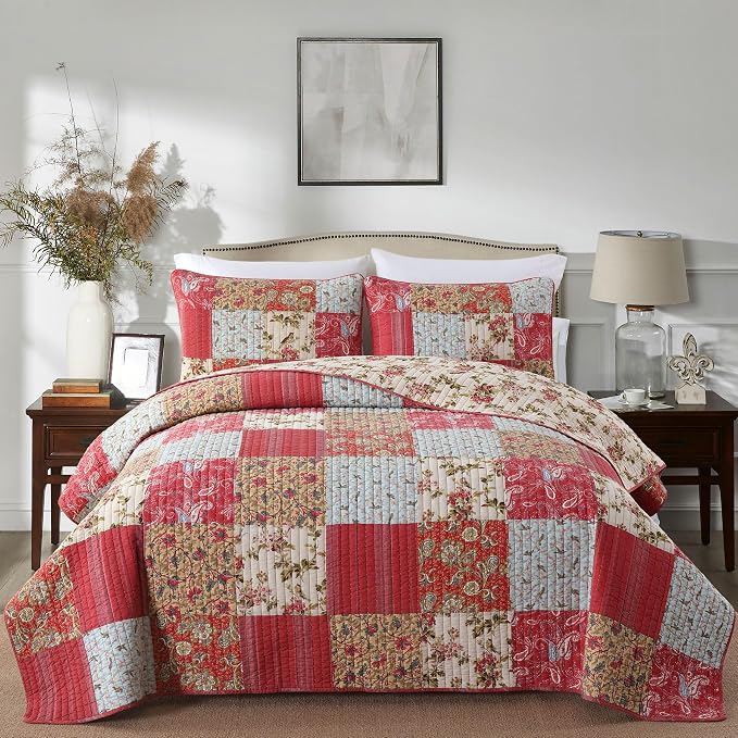 Secgo King Size Comforter Set- 100% Cotton Quilt King Size Set, Sage bedspreads by Secgo