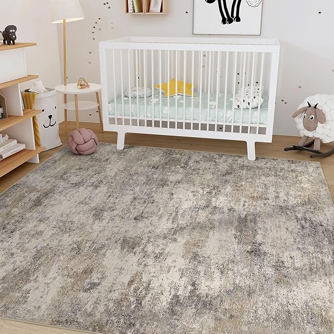 Nakagishi Boho 9x12 Area Rug Living Room Rugs Machine Washable Brown Grey | Soft - Image 7
