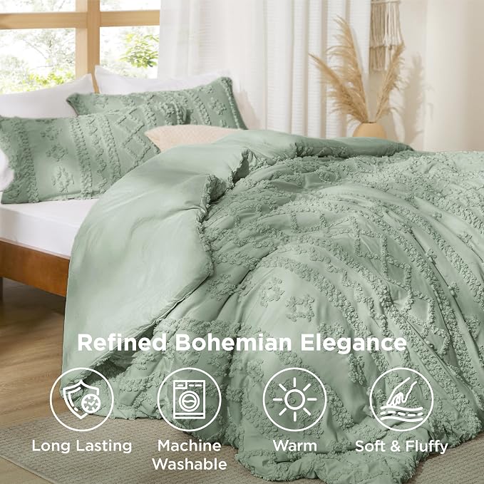 Bedsure Tufted Boho Comforter Set Full Size - Image 2