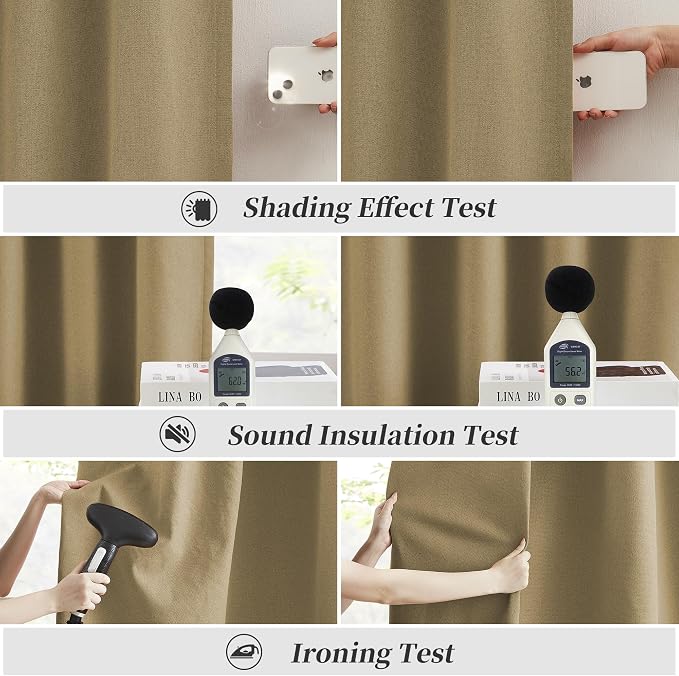 Short Burlap Linen Curtains Natural Back Tab Rod Pocket Narrow Curtain Panels - Image 6