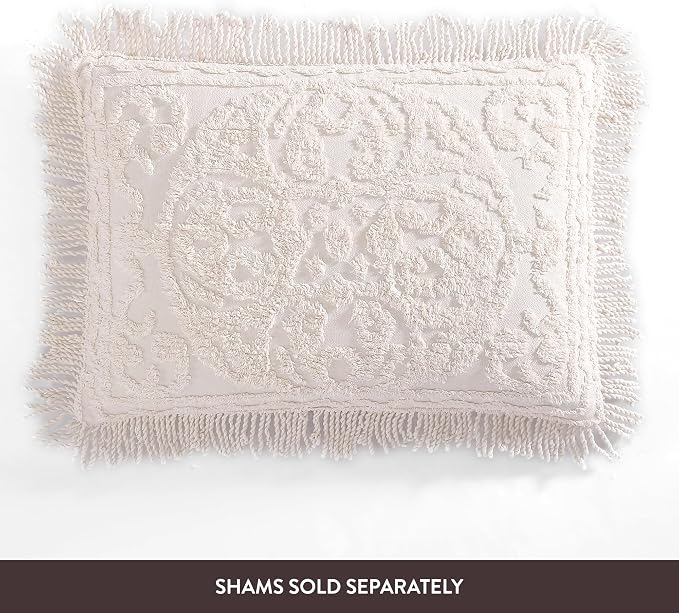 Beatrice Home Fashions Medallion Twin Cotton Chenille Bedspread, Blush | - Image 5