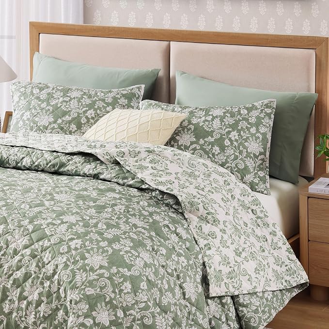 Twin/Twin XL Quilt Set-2 Pieces Soft Bedding Floral Reversible Coverlet | All - Image 2