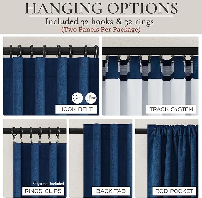 Navy Blue Blackout Curtains 90 Inch Length - Image 3