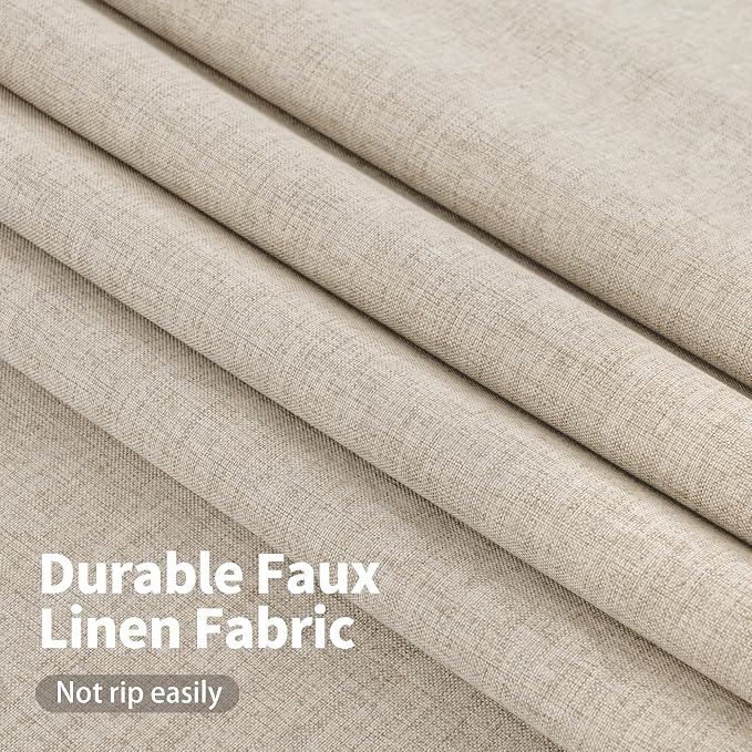 YoungsTex Oatmeal Linen 100% Blackout Curtains 48 Inch Length - Image 5