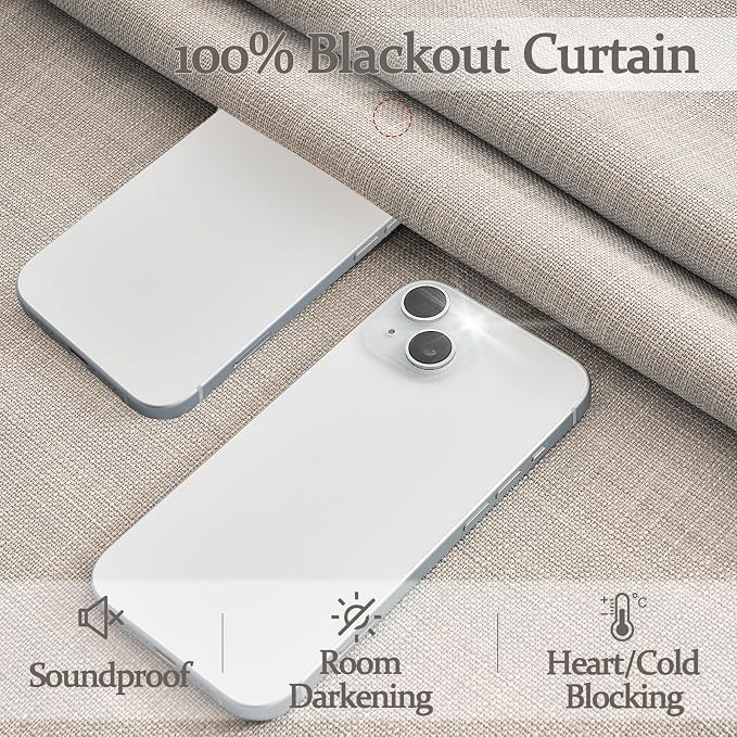 Blackout 100 Inch Greyish Beige Pinch Pleated Linen Curtains - Image 5