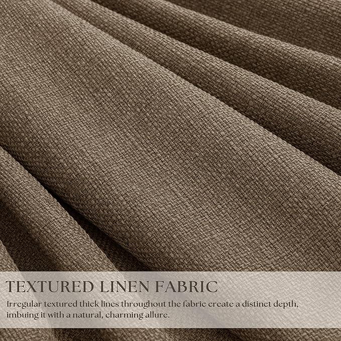 Latte Pinch Pleated 100% Blackout Linen Bedroom Curtains 86 Inch Length | - Image 5