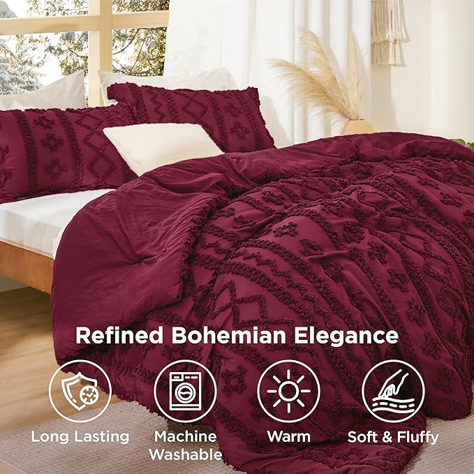 Bedsure Tufted Boho Comforter Set King Size - Image 3