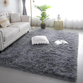 6x9 Grey Shag Rug for Bedroom, Soft Plush Fluffy Washable Carpet | Gray Area by KICHOWUA