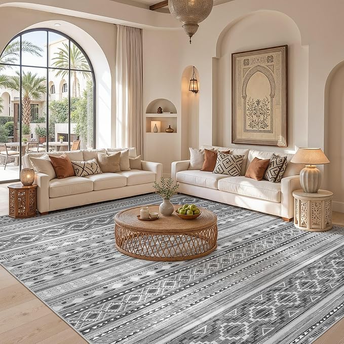 cotiled Boho 5x7 Area Rugs for Living Room: Soft Moroccan Washable Rug | Solve - Image 6