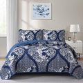 DJY Damask Quilt Set King Size, Boho Lightweight Bedding Set 3 Pcs, Soft by HOME